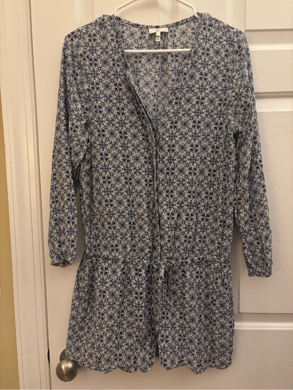 Joie Women’s 100% Silk Blue Floral Long-Sleeve Romper Size Small